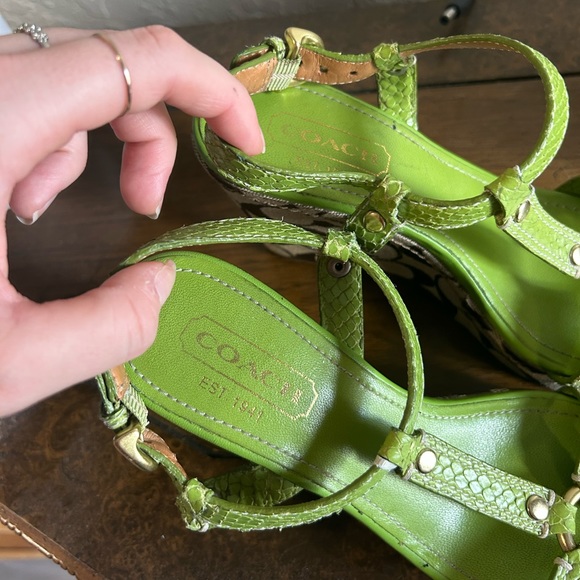 Coach Neon Green Platform Wedge in Size 5.5 - Picture 4 of 14
